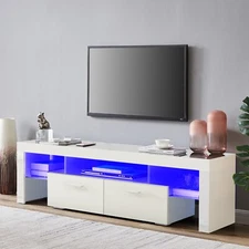 LED TV Stand for 55" 65" Entertainment Center Console Table with Storage Drawers