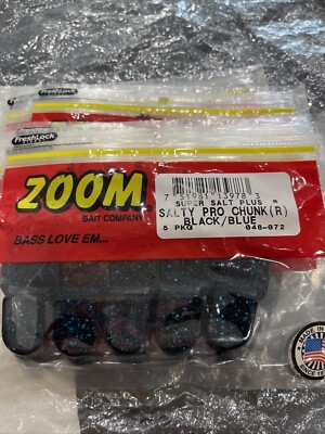 Zoom Bait Company Super Salt Plus Salty Pro Chunk (R) Black/Blue 5 pkg 048-072