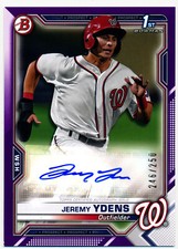 JEREMY YDENS 2021 Bowman PURPLE PAPER AUTO #/250 Nationals