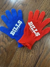 1990s NFL BUFFALO BILLS Knit Gloves One Size Vintage Retro Red Blue Logo