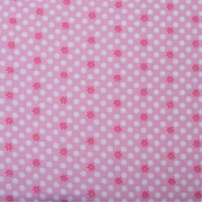 100% Cotton Quilt Sew Fabric by the Half Yard (18") - Polkadot Flower - Pink