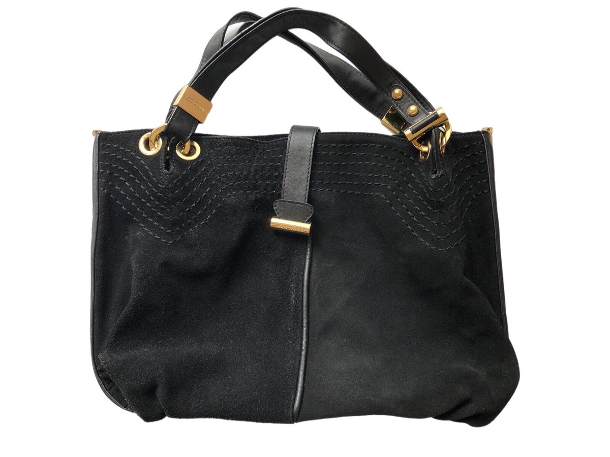 JIMMY CHOO Alex Black Suede/Leather Shoulder Bag Handbag | eBay