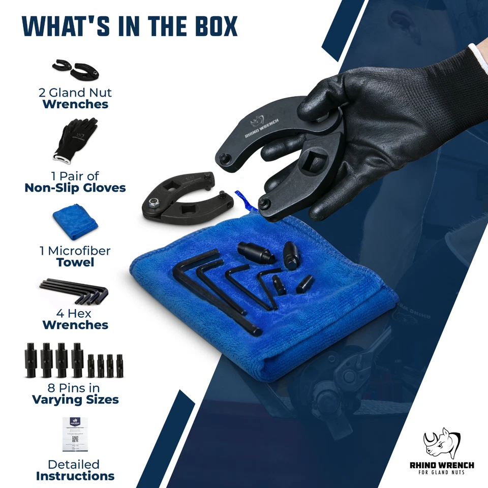 Llave de tuerca Rhino Gland - Juego de 2 llaves de cilindro hidráulico ajustables Foto 2 de 4