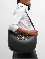 Salvatore Ferragamo Maxi Gancini Leather Hobo Bag Nwt Msrp $2600
