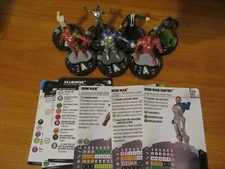 MARVEL HEROCLIX STARK INDUSTRIES 7 FIGURE LOT WITH CARDS RARE IRON MAN