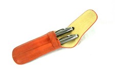 Porta penne a due posti in vera pelle italiana, Ufficio, Lavoro, Regalo, Unisex