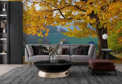 3D Autumn Golden Tree Wallpaper Wall Mural Removable Self-adhesive 77