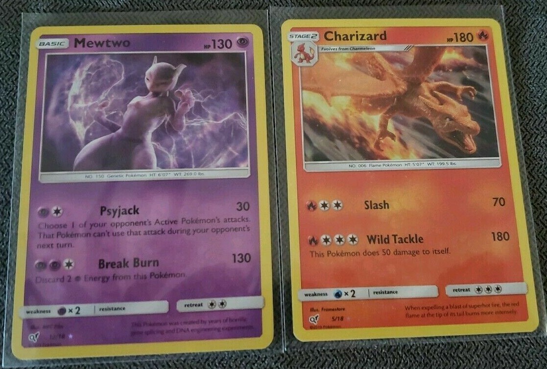 HOLO Charizard + Mewtwo Pokemon Detective Pikachu Booster Set 5/18 12/18 - LP