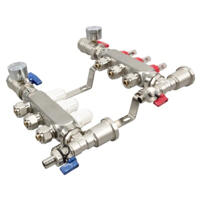 3 Branch PEX Radiant Floor Heating Manifold Set Flow Water Separator Kit G 1/2''