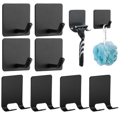 8 Pack Adhesive Hooks 4 Pack Razor Holder For Shower And 4 Heavy Duty Waterproof