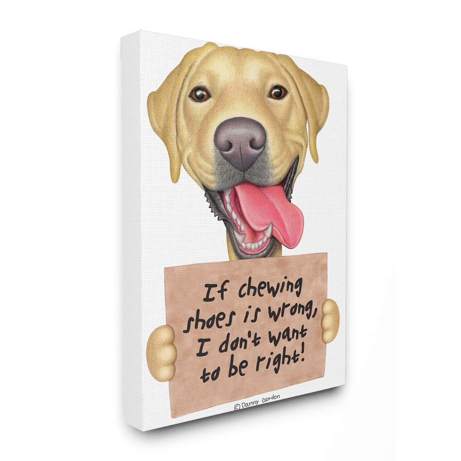 Stupell Labrador Bad Dog Humor Chewing Shoes Pet Sign Canvas