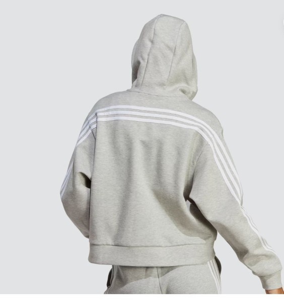ADIDAS Womens Future Icons 3-Stripes Full Zip Hoodie SZ S 8-10 Grey Loose Fit