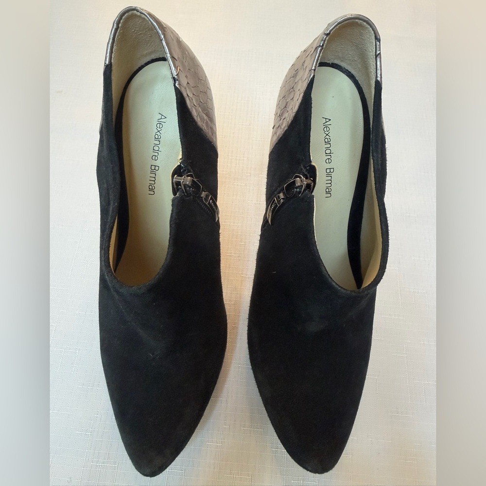 Suede Python Alexandre Birman Black Zip Ankle Boo… - image 5