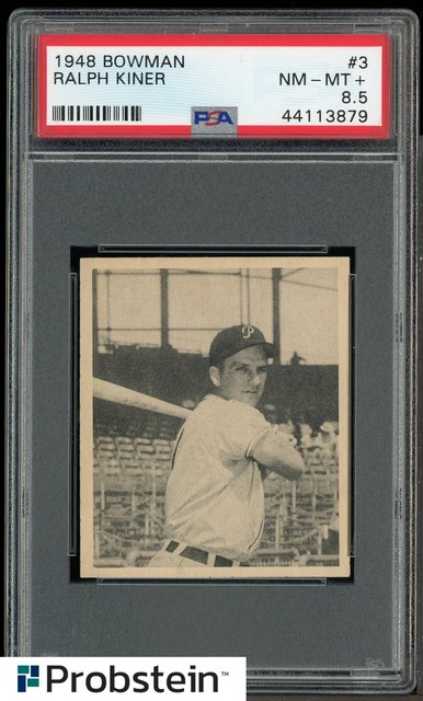 1948 Bowman #3 Ralph Kiner Pittsburgh Pirates RC Rookie HOF PSA 8.5 NM-MT+