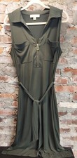 MK Michael Kors Dress Womens Sz L olive green sleeveless belted shirt