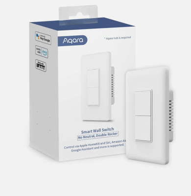 Aqara Smart Light Switch (No Neutral, Double Rocker), Requires AQARA HUB