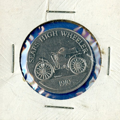 #ad Sunoco Antique Car Coin Series 1910 Sears High Wheeler Vintage Token Medal $4.95