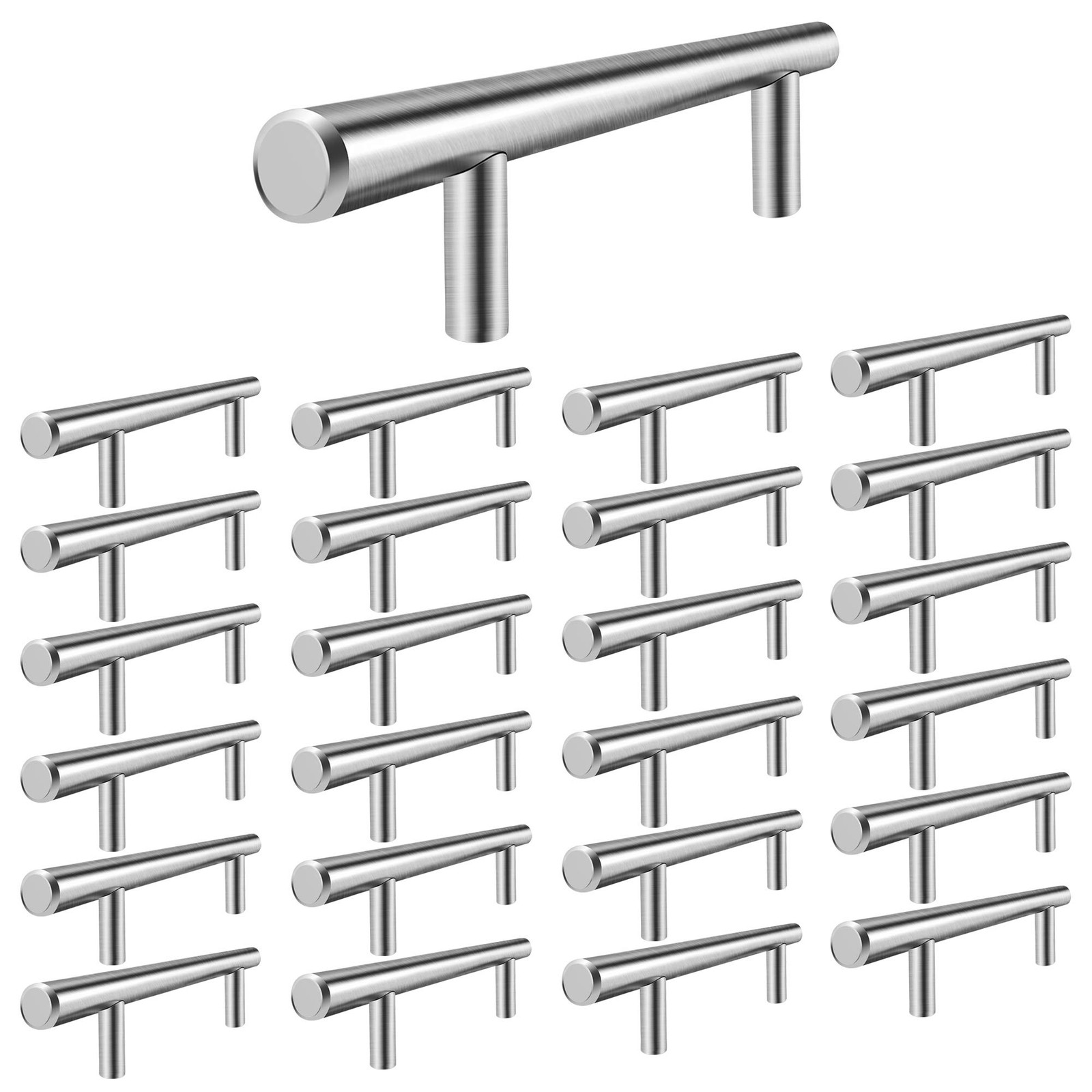25 Pack Silver Kitchen Cabinet Handles 16 & 10 Inch Hole Center Drawer Pulls Modern Upgrade