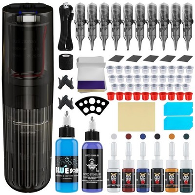 Tuffking Wireless Tattoo Machine Complete Gun Kit with 1600mAh Brown 1 