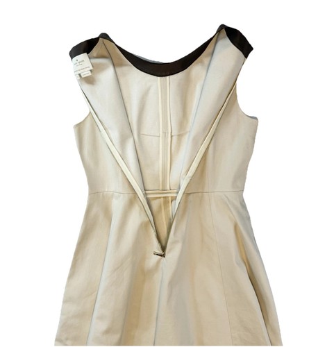 Kate Spade Havana Dress Size 12 A-Line Cream Leather Trim Cotton Blend Pockets - Picture 11 of 16