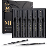 Jusart Detailpinsel-Set, 12-Teilig, Feine Pinsel FüR Modellbau Und Miniaturmaler