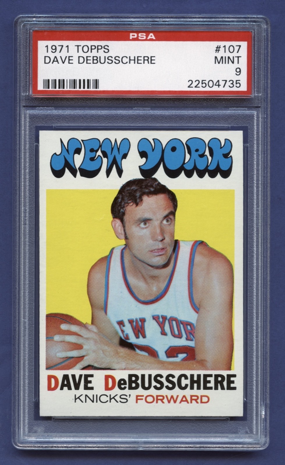 1971 DAVE DEBUSSCHERE PSA 9 MINT TOPPS HOF NEW YORK KNICKS SHARP COLOR #107 RZC