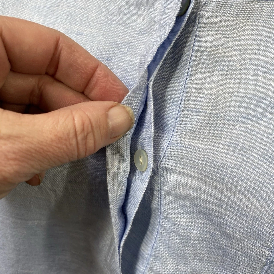 Pure Jill Women's 100% Linen Henley Top Size 2X Blue Lightweight Mature Henley - Image 4 of 4