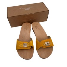DR. SCHOLLS New in Box Original Wood Sandal in Yellow Golden Cream // 11 