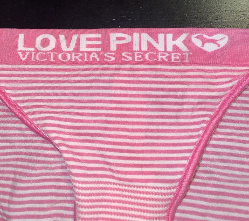 VINTAGE 2005 VICTORIA'S SECRET PINK YOGA Bikini PANTY Striped XS NEW - Image 3 of 4