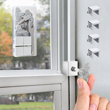 Sliding Window Lock with Key 4 Sets Aluminum Security Lock Anti-Theft Silver