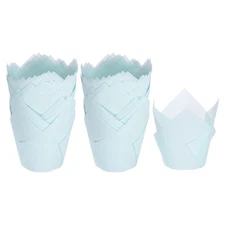 100pcs Tulip Cupcake Liners Greaseproof Baking Cups Blue