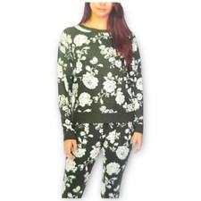 NWT Honeydew 2-Piece Super Soft Floral Lounge Set Women's Small Olive Green