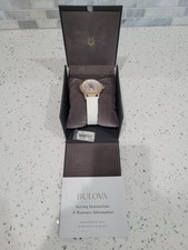 Bulova Marine Star 98N101 Women White Rubber Multifunction Rose Gold Bezel Watch