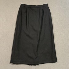 Vintage Black 100 Pure Wool Midi Skirt Pleated Back Made in USA Womens Size