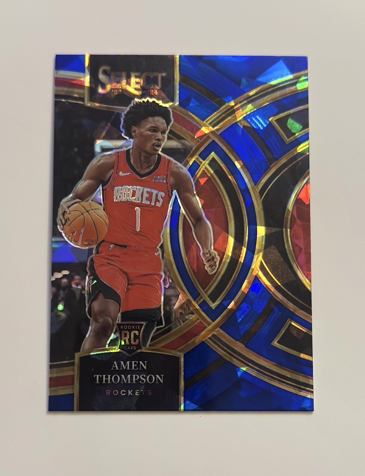 2023-24 Select Amen Thompson RC Blue Cracked Ice Prizm Premier Level #122