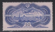 WC1_33850 H. FRANCE. Rare 1936 MONOPLANE OVER PARIS air stamp. Sc.C15. MVLH
