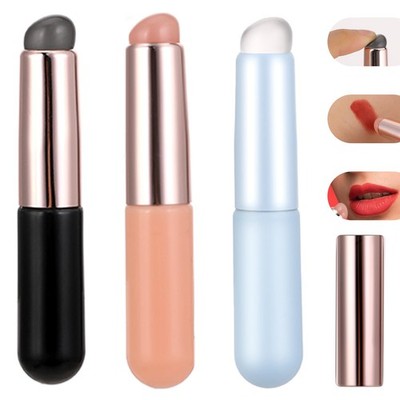 3 Pcs Silicone Lip Brush Round Head Brushes Applicator with Cover, B 