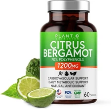 Plant.O Nutrition Citrus Bergamot Supplement 1200mg, 70% Polyphenols - 60 Caps