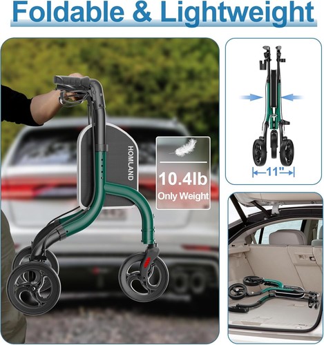 3 Wheel Walkers for Seniors, FSA/HSA Eligible Foldable Wheeled Rollator 1580L - Picture 5 of 5