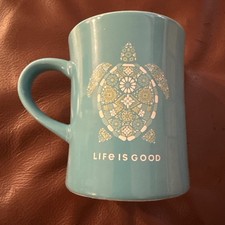 Life Is Good TURTLE MOSAIC Coffee Mug Cup Tur...