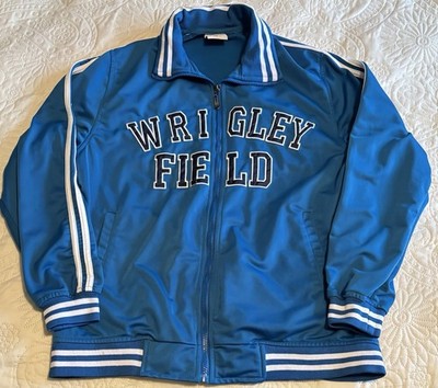 Women's WRIGLEY FIELD Jacket Size Large BLUE Black Letters Stitched EXCELLENT