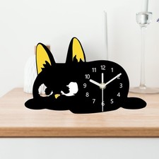 Réveil de bureau chaton à piles, horloge de table chat pour Noël, salon