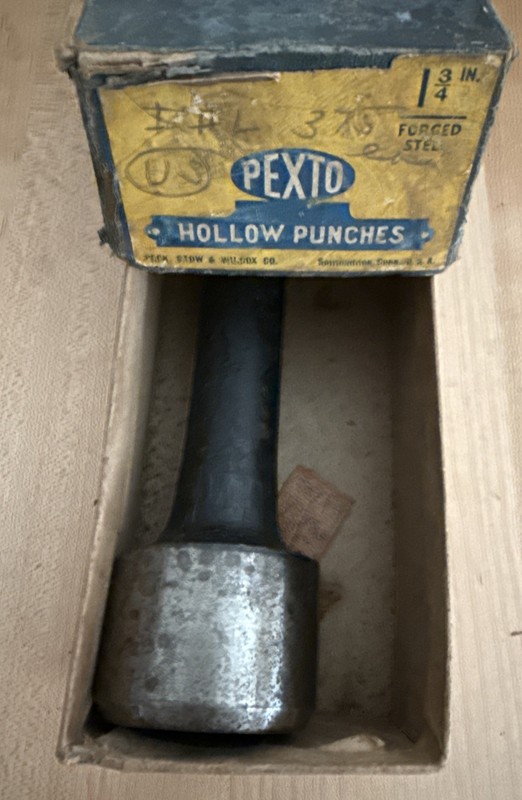 Vintage Pexto Heavy Duty Hollow Punch 1-3/4” Orig Hardware Store Box 🇺🇸 NOS