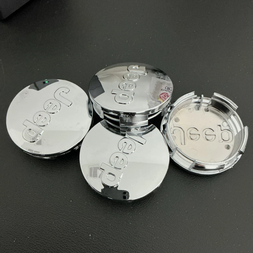 4x 63mm Jeep Gloss Silver Wheel Center Caps Fits Grand Cherokee Wrangler Compass - Image 2 of 3