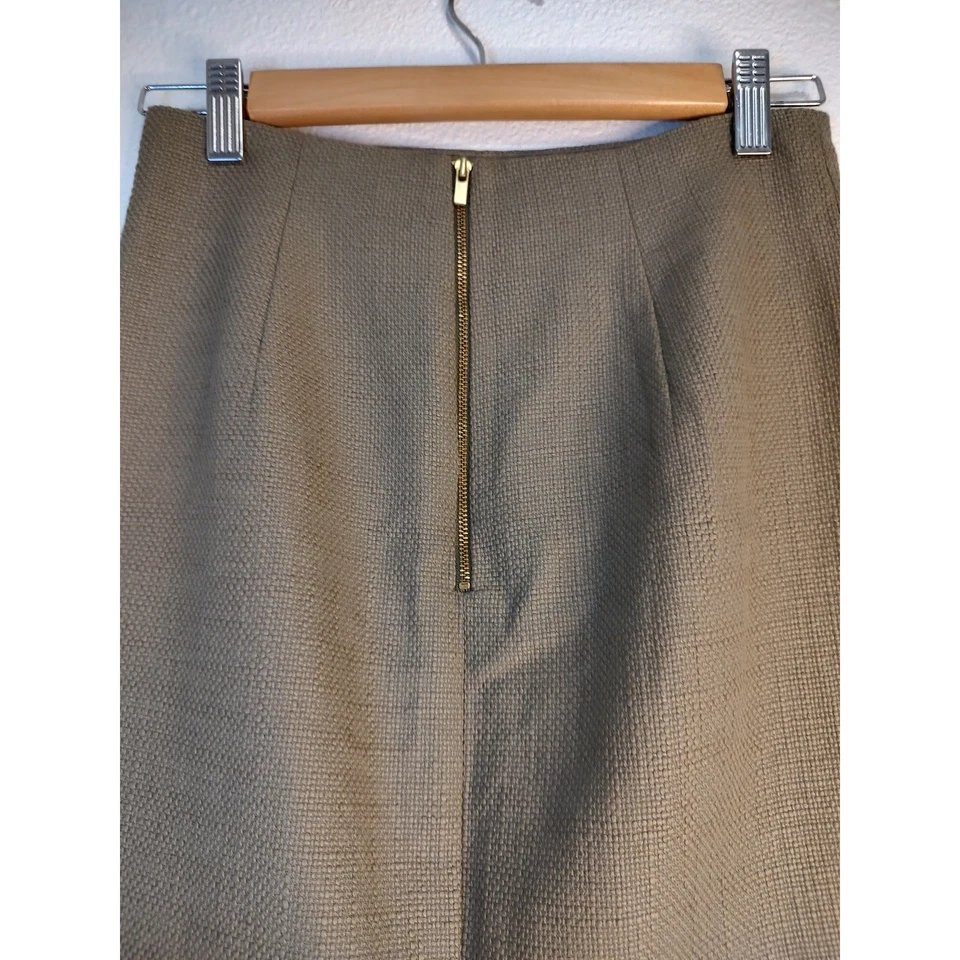 Saia lápis Banana Republic verde sálvia tweed fecho com zíper fenda traseira tamanho 0 - Imagem 3 de 4