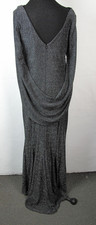 Betsy  Adam Drape-Back Gown- size 14 Long Silver Black