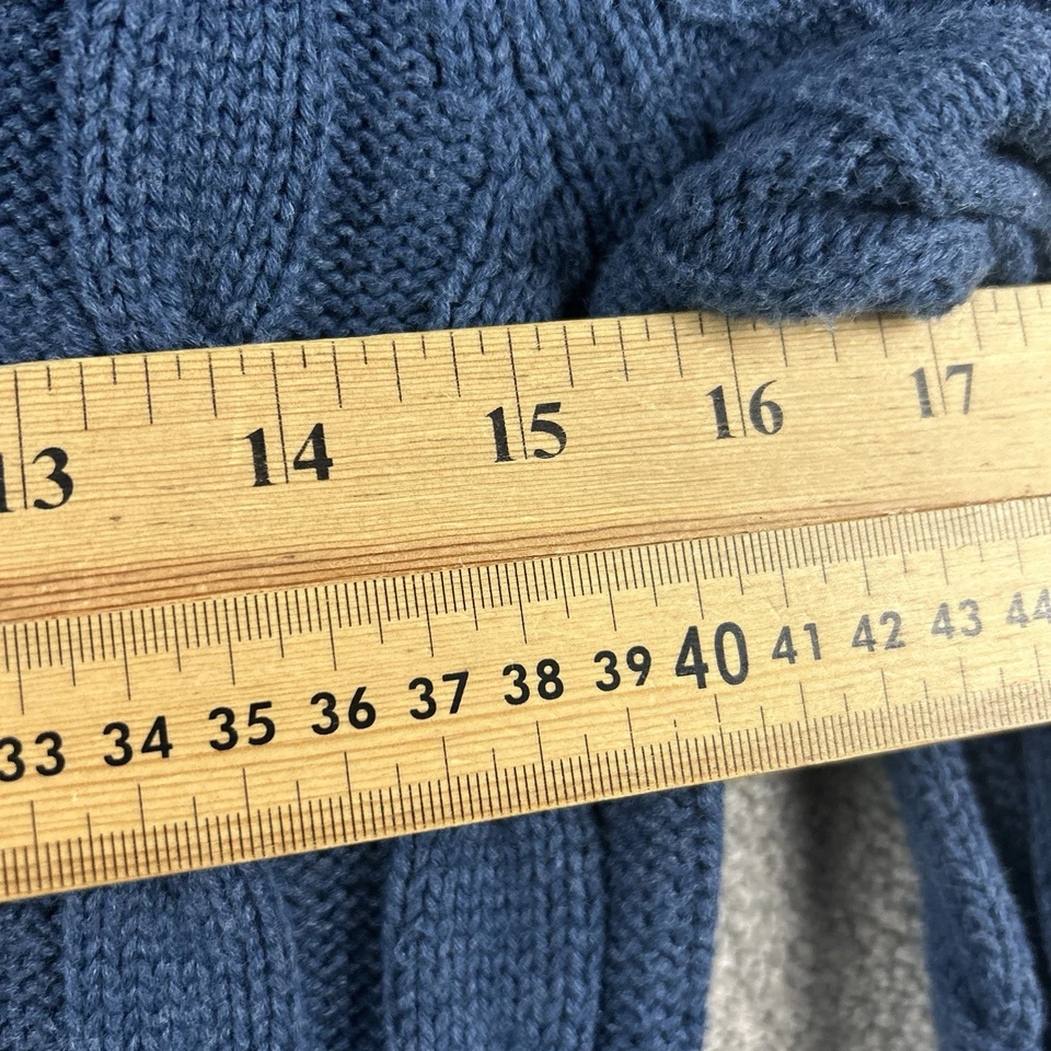 Suéter Moderno Diversión Azul Tejido con Cable Pullover Cuello Redondo Talla L Grande Jersey Foto 4 de 4