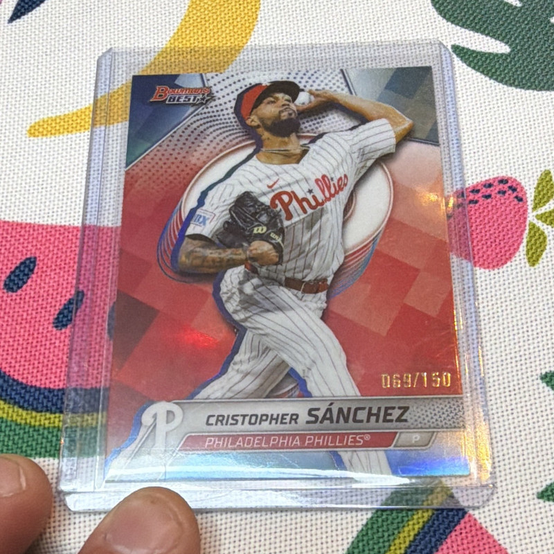 Topps 2025 Bowman's Best Cristopher Sanchez Phillies blue refractor #069/150 Ssp