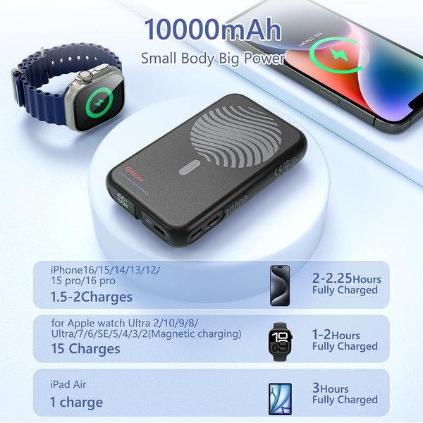 Alternate view of Magnetic Portable Charger,10000mah Foldable Wireless Power Bank For...