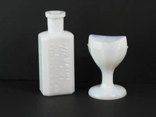 Milk Glass Murine Bottle & Eyecup